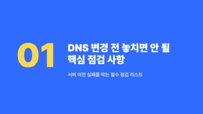 DB_HOST, DNS 변경, TTL, 블로그 관리, 서버 이전, 스크립트 검사, 워드프레스, 웹사이트 오류