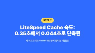 LiteSpeed Cache, 워드프레스 속도, 워드프레스 최적화, 웹서버 캐싱, 첫 페이지 응답 시간, 캐시 플러그인
